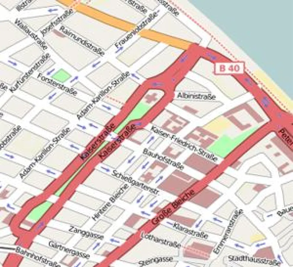 GDV-cityMap: Detail aus der Innenstadt von Mainz © OpenStreetMap Contributors (http://www.openstreetmap.org). License: CC-BY-SA 2.0