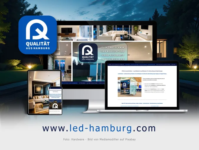 Bild: Weblaunch bei QUALITAET Elektrotechnik aus Hamburg - LED-Beleuchtung Video-Sicherheit Leuchtreklame