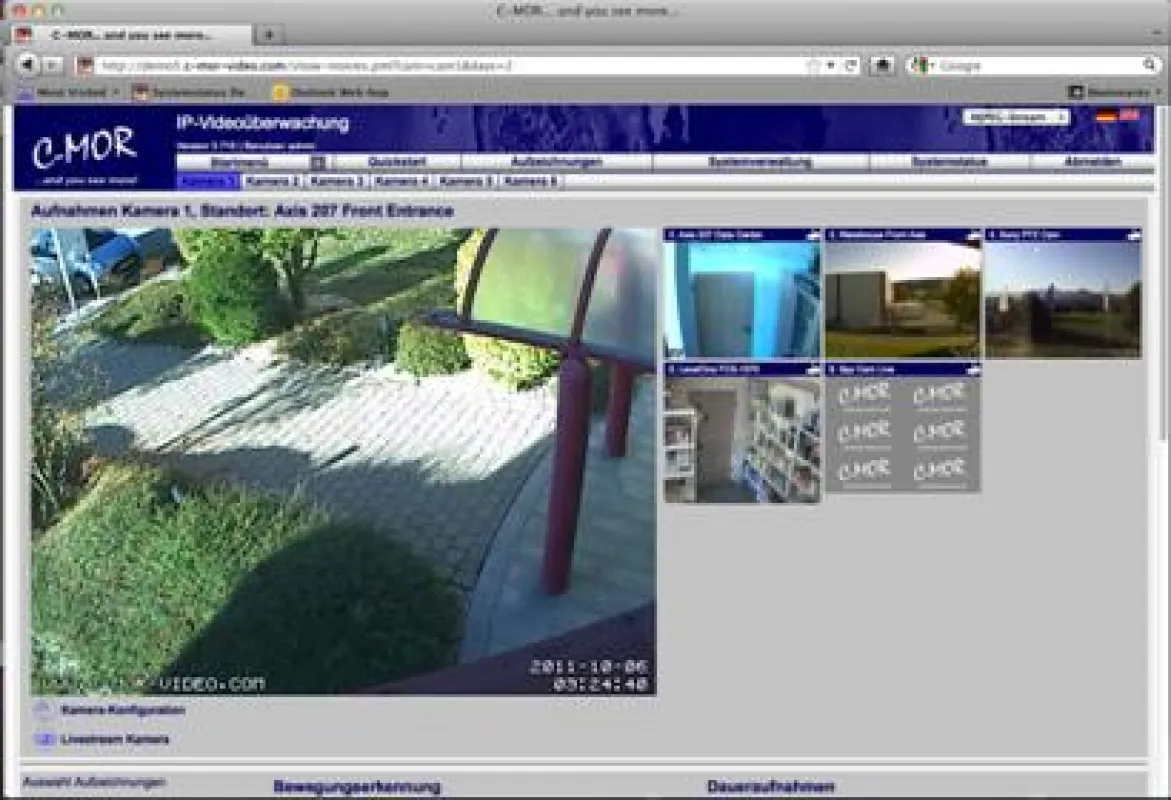 C-MOR Videoüberwachung im Mac-Safari-Browser
