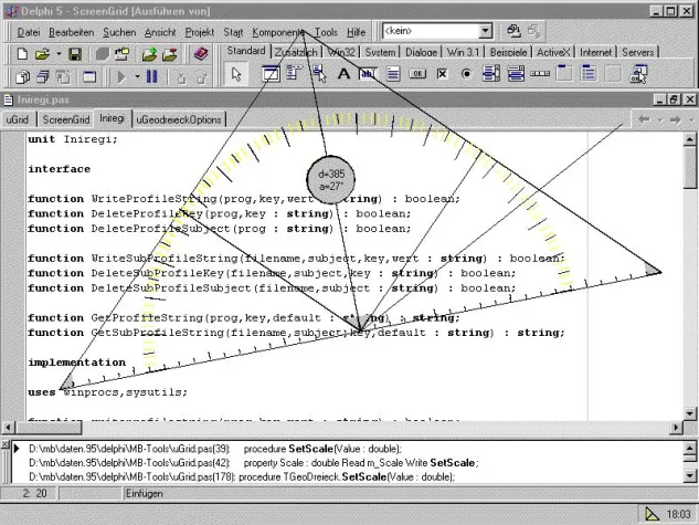 MB-Ruler 3.4 - das virtuelle Bildschirm-Geodreieck Bild: MB-Ruler 3.4 - das virtuelle Bildschirm-Geodreieck