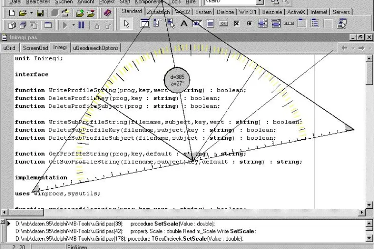 Bild: MB-Ruler 3.4 - das virtuelle Bildschirm-Geodreieck