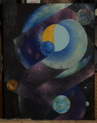 Bild: Ausstellungseröffnung mit Olha Sakhniuk und Volodymyr Dederchuk aus der Ukraine bei südost Europa Kultur e.V.