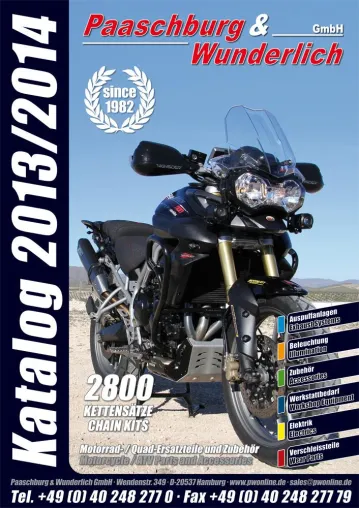 Bild: Der neue Paaschburg & Wunderlich GmbH Katalog 2013/2014 für den Motorradfachhandel ist da