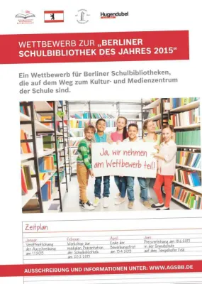 Bild: Preisverleihung im Wettbewerb zur Berliner Schulbibliothek des Jahres 2015