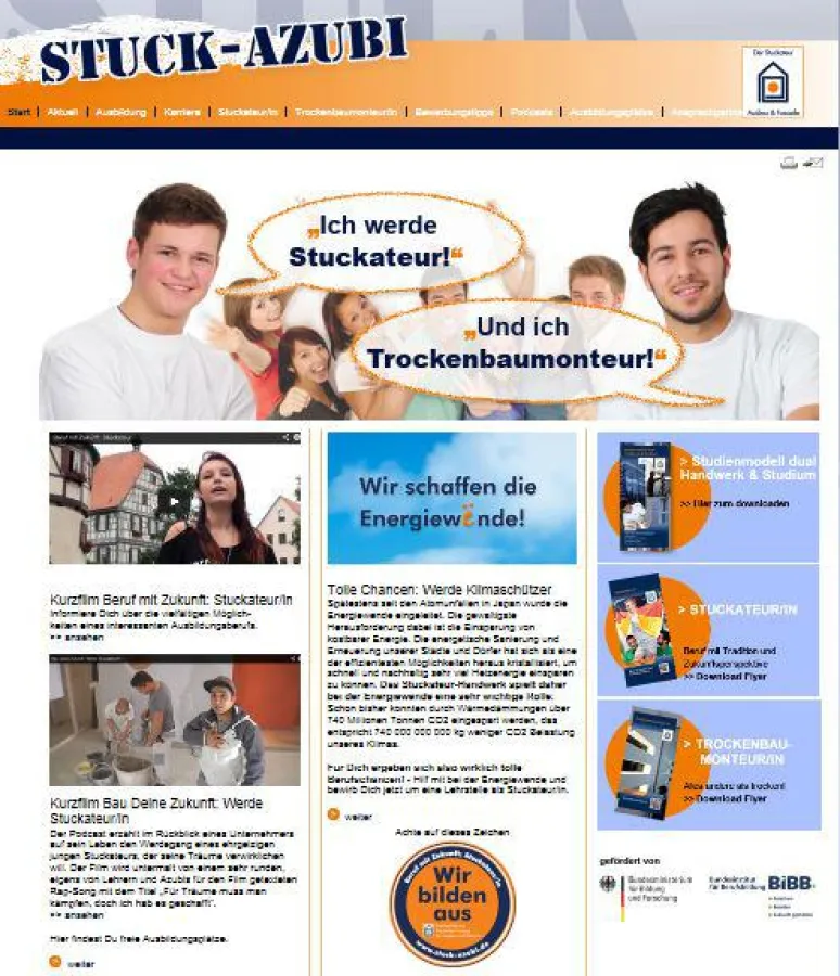Das Berufsinfo-Webportal stuck-azubi.de informiert über den Ausbildungsberufe Stuckateur/in