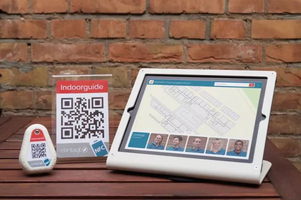 CONTAGT KOMBINIERT NEAR FIELD COMMUNICATION (NFC) UND BLUETOOTH-BEACONS ZUR GEBÄUDENAVIGATION Bild: CONTAGT KOMBINIERT NEAR FIELD COMMUNICATION (NFC) UND BLUETOOTH-BEACONS ZUR GEBÄUDENAVIGATION