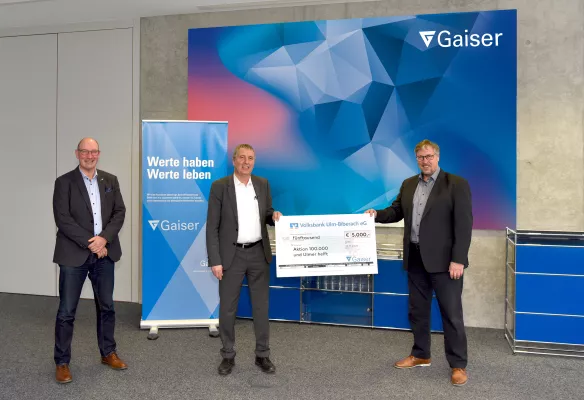 Bild: Gaiser Gebäudetechnik spendet 10.000 Euro für gute Zwecke