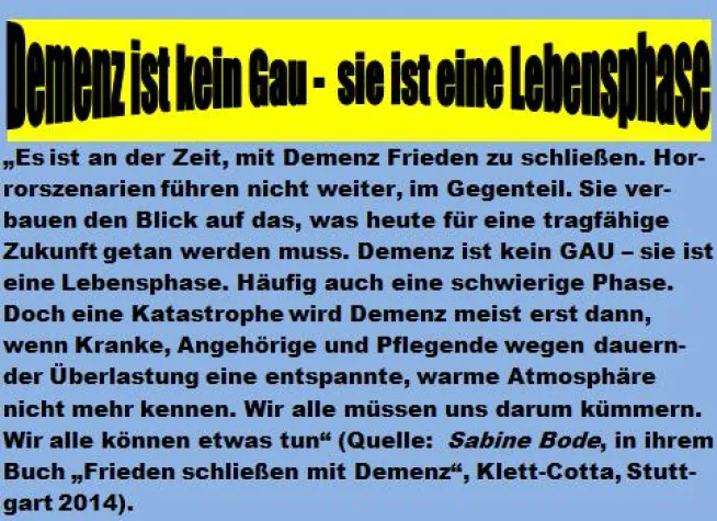 Bild: Demenz - Horrorszenarien mit positiven Visionen entgegentreten