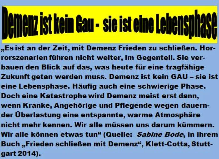 Bild: Demenz - Horrorszenarien mit positiven Visionen entgegentreten