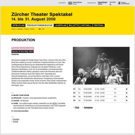 Bild: theaterspektakel.ch - Zürcher Theater Spektakel 2008 mit TYPO3 Website