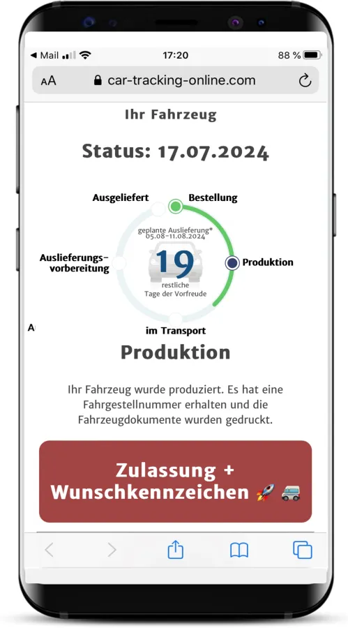 Den Status der Fahrzeugbestellung in Echtzeit immer im Blick. (© Yoma Solutions)