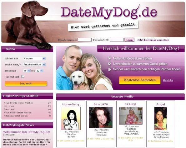 DateMyDog.de - hier wird gebellt und geflirtet Bild: DateMyDog.de - hier wird gebellt und geflirtet