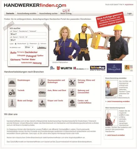 Handwerker-Plattform handwerkerfinden.com holt renommierte Partner der Handwerksbranche an Bord Bild: Handwerker-Plattform handwerkerfinden.com holt renommierte Partner der Handwerksbranche an Bord