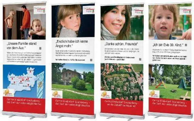 Bild: Easydisplay GmbH, BFL RELATIONS, Caritas Kinderdorf und Roll Up Banner – eine gute Kombination