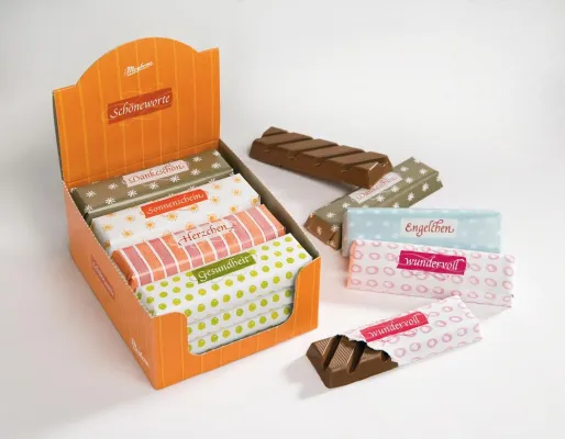 Bild: „Schöneworte“ – Schokoriegel für (fast) jeden Anlass