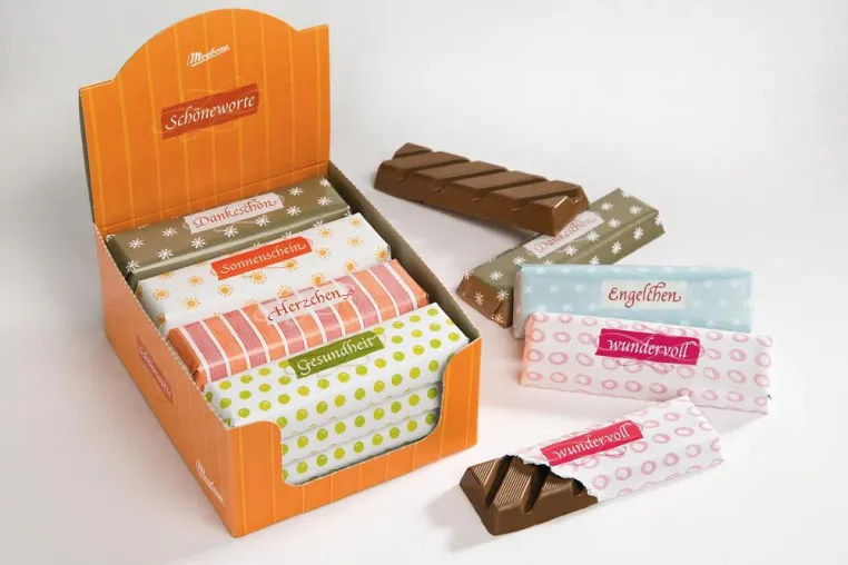 „Schöneworte“ – Schokoriegel für (fast) jeden Anlass Bild: „Schöneworte“ – Schokoriegel für (fast) jeden Anlass