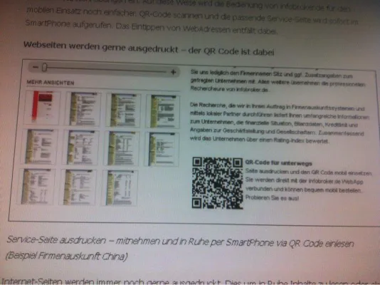 Bild: Firmenauskünfte per QR-Code einholen - Informationsdienst mit SmartPhone Funktion