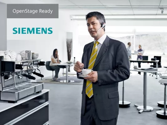 Siemens zertifiziert Jabra GN9350e als erstes DECT-Headset für OpenStage-Telefone Bild: Siemens zertifiziert Jabra GN9350e als erstes DECT-Headset für OpenStage-Telefone