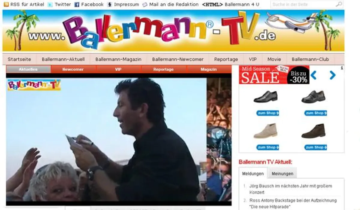 Webseite Ballermann-TV