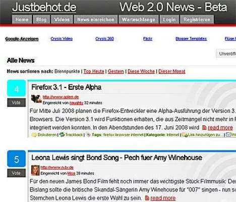 Bild: Justbehot - Web 2.0 News Community