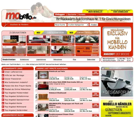 Bild: Mobello, Möbel mit echtem Rabatt in Rückwärtsauktionen