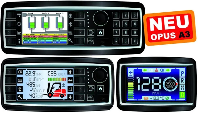 Bild: Drei innovative CANbus Bediengeräte auf der BAUMA 2010