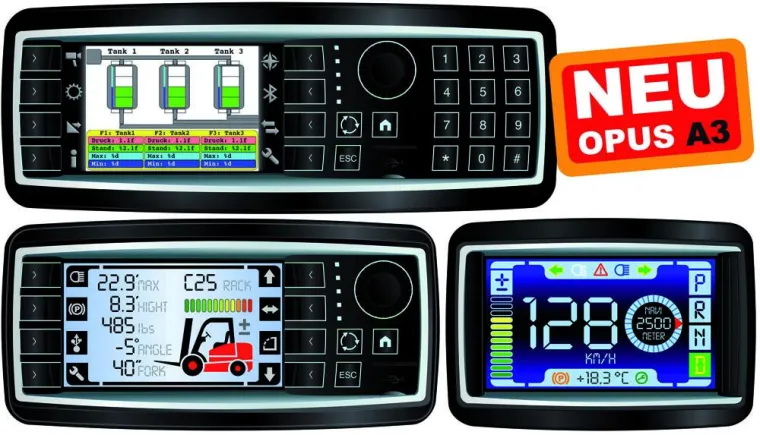 Bild: Drei innovative CANbus Bediengeräte auf der BAUMA 2010