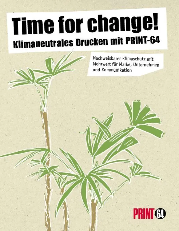 Cover der PRINT-64 Broschüre zum klimaneutralen Drucken