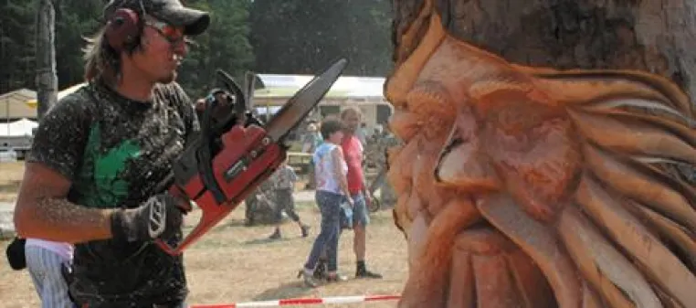 Internationaler Holzskulpturen-Wettbewerb am 28. und 29. Juli im Naturpark Dübener Heide Bild: Internationaler Holzskulpturen-Wettbewerb am 28. und 29. Juli im Naturpark Dübener Heide