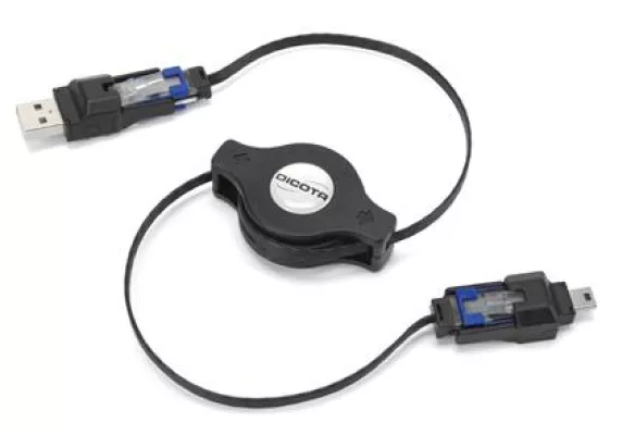 Bild: Selbstaufrollendes 3-in-1-Verbindungskabel DICOTA Connect Pro - Anschlussgarantie für Ethernet, Telefon und USB