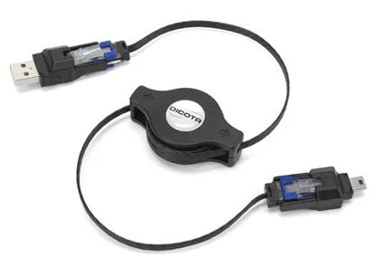 Bild: Selbstaufrollendes 3-in-1-Verbindungskabel DICOTA Connect Pro - Anschlussgarantie für Ethernet, Telefon und USB