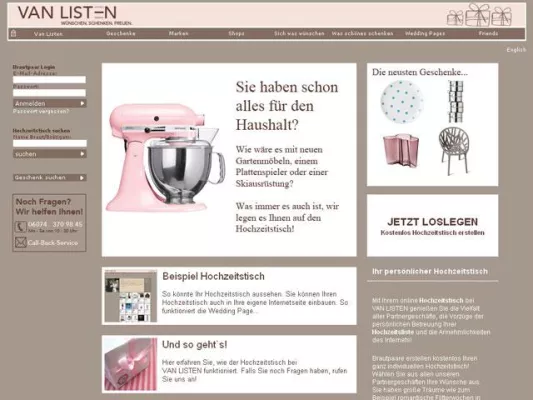 Bild: Geschenklisten nach Maß – Der online Hochzeitstisch bei VAN LISTEN wird immer beliebter