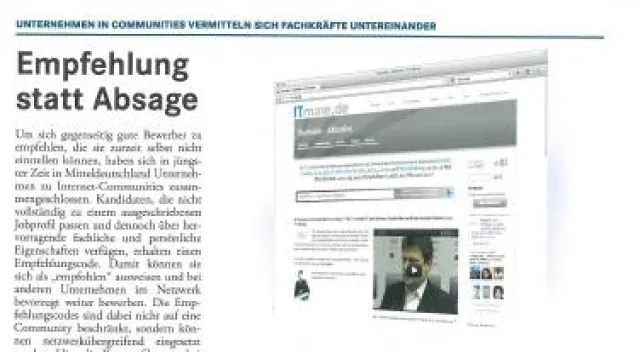 Bild: Empfehlung statt Absage - Community ITmitte.de im Wirtschaftsmagazin SACHSEN