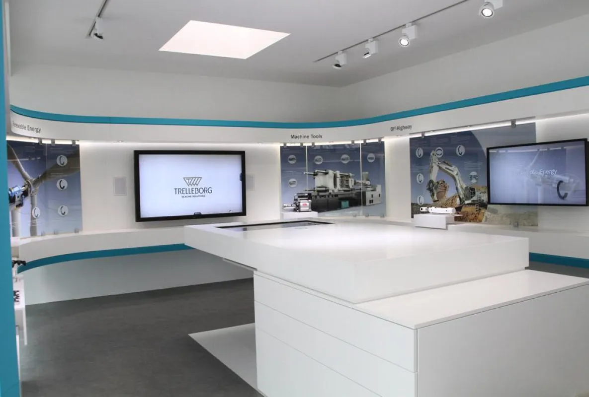 Trelleborg Sealing Solutions Germany GmbH: Showroom mit Multitouch-Displays und -Tisch