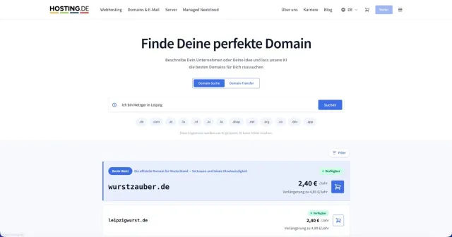 Bild: hosting.de GmbH führt KI Domainsuche ein und beschleunigt die kreative Namensfindung für neue Webprojekte