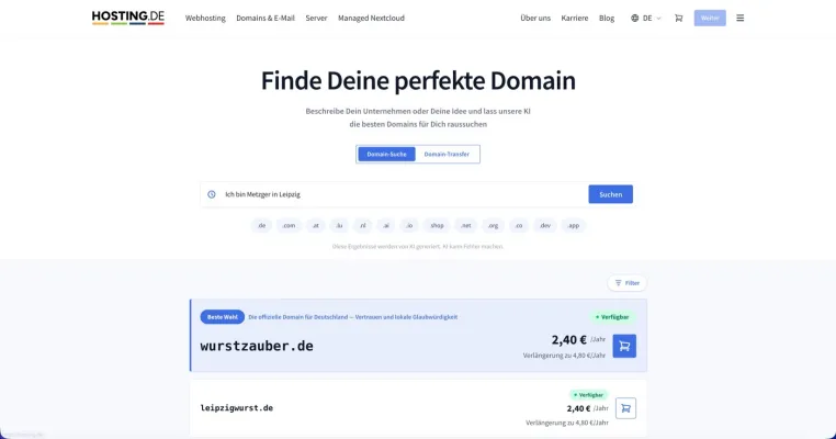 Bild: hosting.de GmbH führt KI Domainsuche ein und beschleunigt die kreative Namensfindung für neue Webprojekte