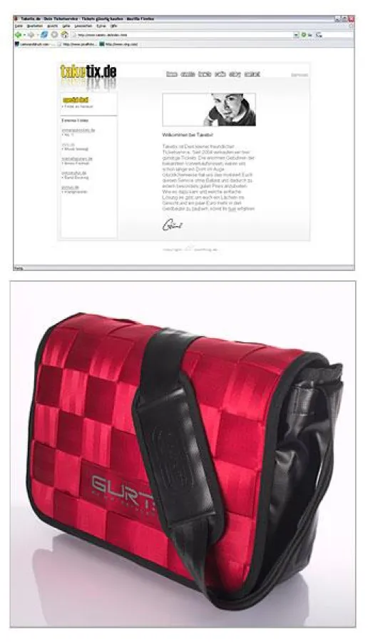 Neues Webdesign bei Taketix.de und Designertaschen aus Autogurt (Foto: glj  http://www.optofrog.de)