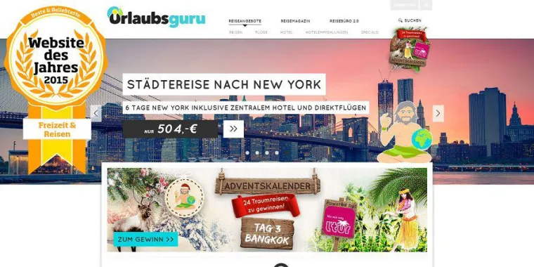 Website des Jahres: Urlaubsguru.de gewinnt 2 Preise Bild: Website des Jahres: Urlaubsguru.de gewinnt 2 Preise