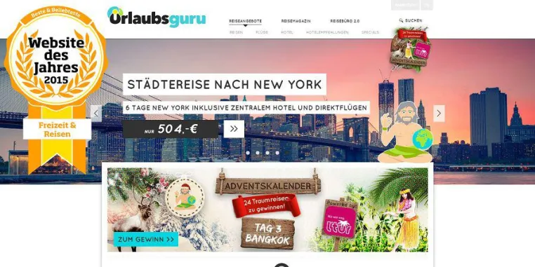 Bild: Website des Jahres: Urlaubsguru.de gewinnt 2 Preise