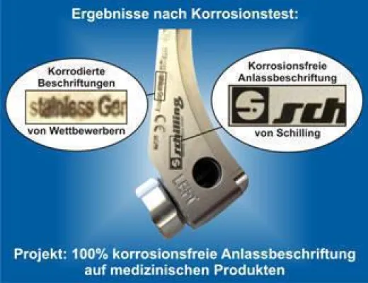 Bild: Korrosionsfreie Anlassbeschriftung mit Beschriftunglaser von Schilling Marking Systems GmbH