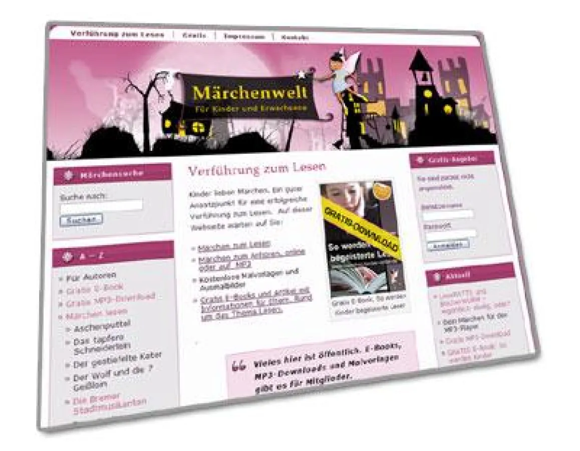 Die Märchenwelt bietet Märchen zum Lesen, als MP3 und Infos zum Lesen