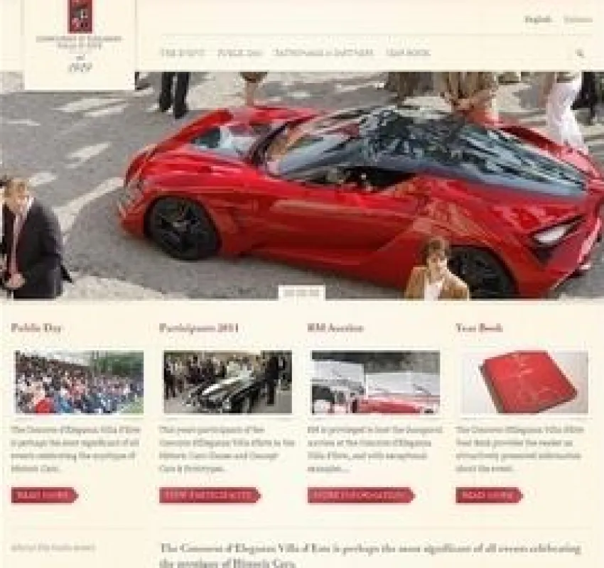 Die Düsseldorfer Euroweb Internet GmbH gestaltet die Website des Concorso d'Eleganza Villa d'Este
