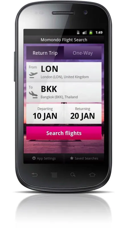 Screenshot der neuen Momondo-App für Android