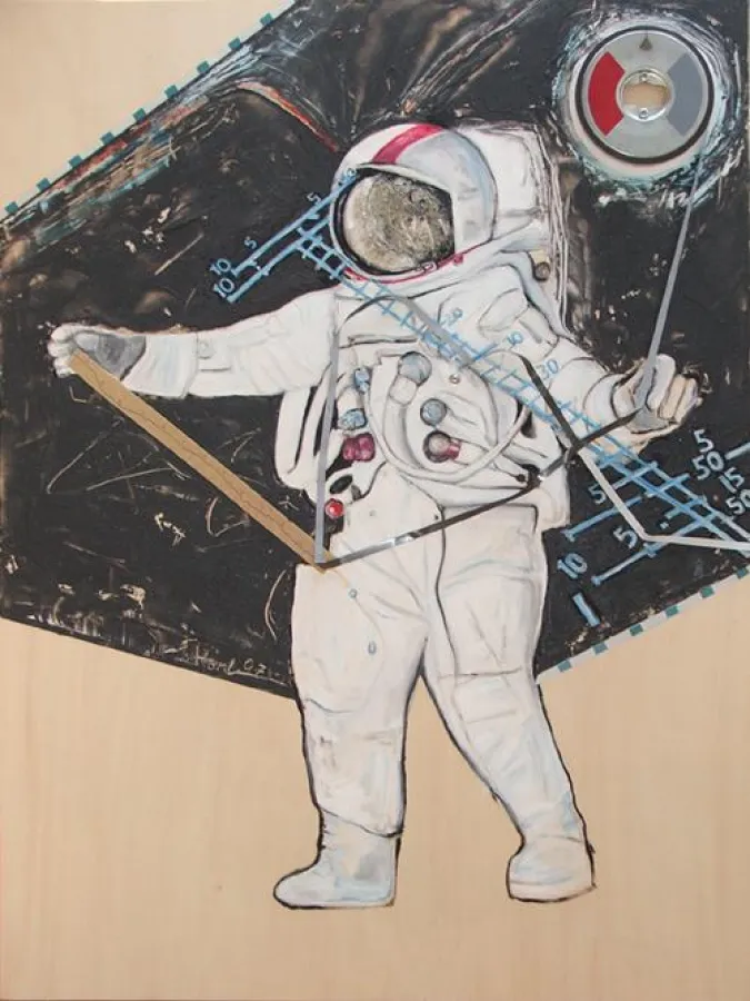 Sigrid Harl, -valle - Herztöne, 2007 - Öl , Objekte und Sand auf Holz, 80 x 60 cm