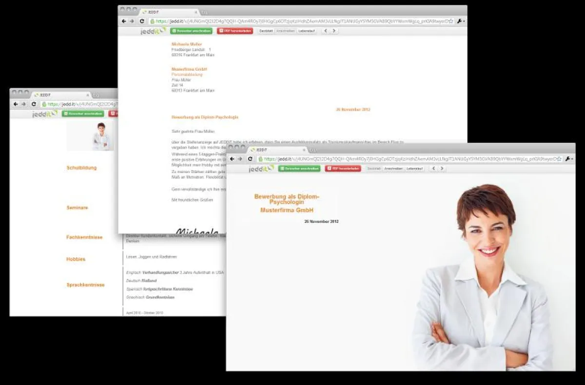 Eigene Bewerbungshomepage von JEDDiT