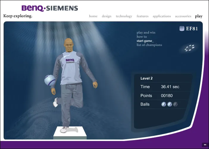 Ronaldo präsentiert das BenQ-Siemens EF81 im Internet Bild: Ronaldo präsentiert das BenQ-Siemens EF81 im Internet