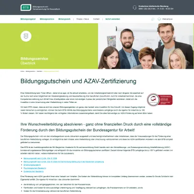 Bild: 100-prozentige Förderung beim BTB durch AZAV-Zertifizierung ab sofort für fünf Lehrgänge möglich