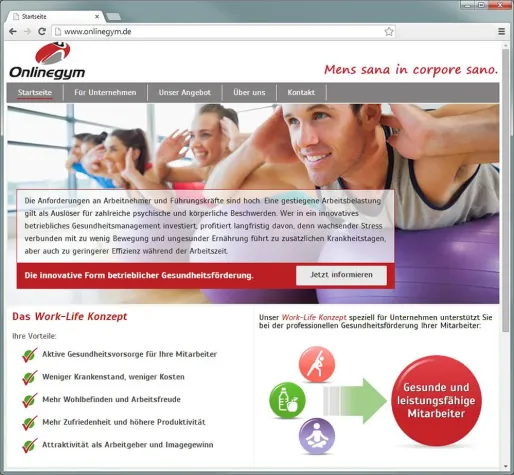 Bild: Gesundheitsvorsorge für Unternehmen durch Online Fitness Training