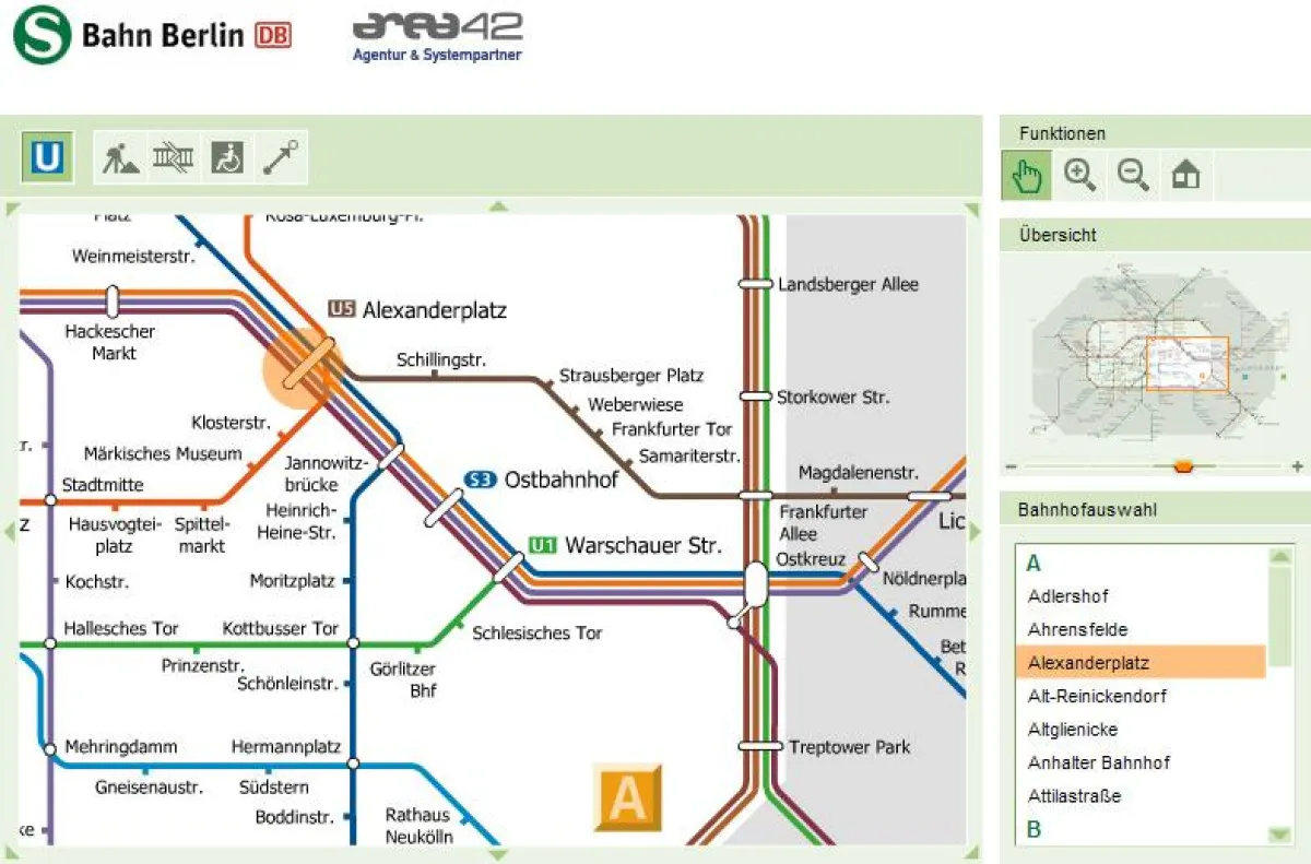 Das interaktive Streckennetz