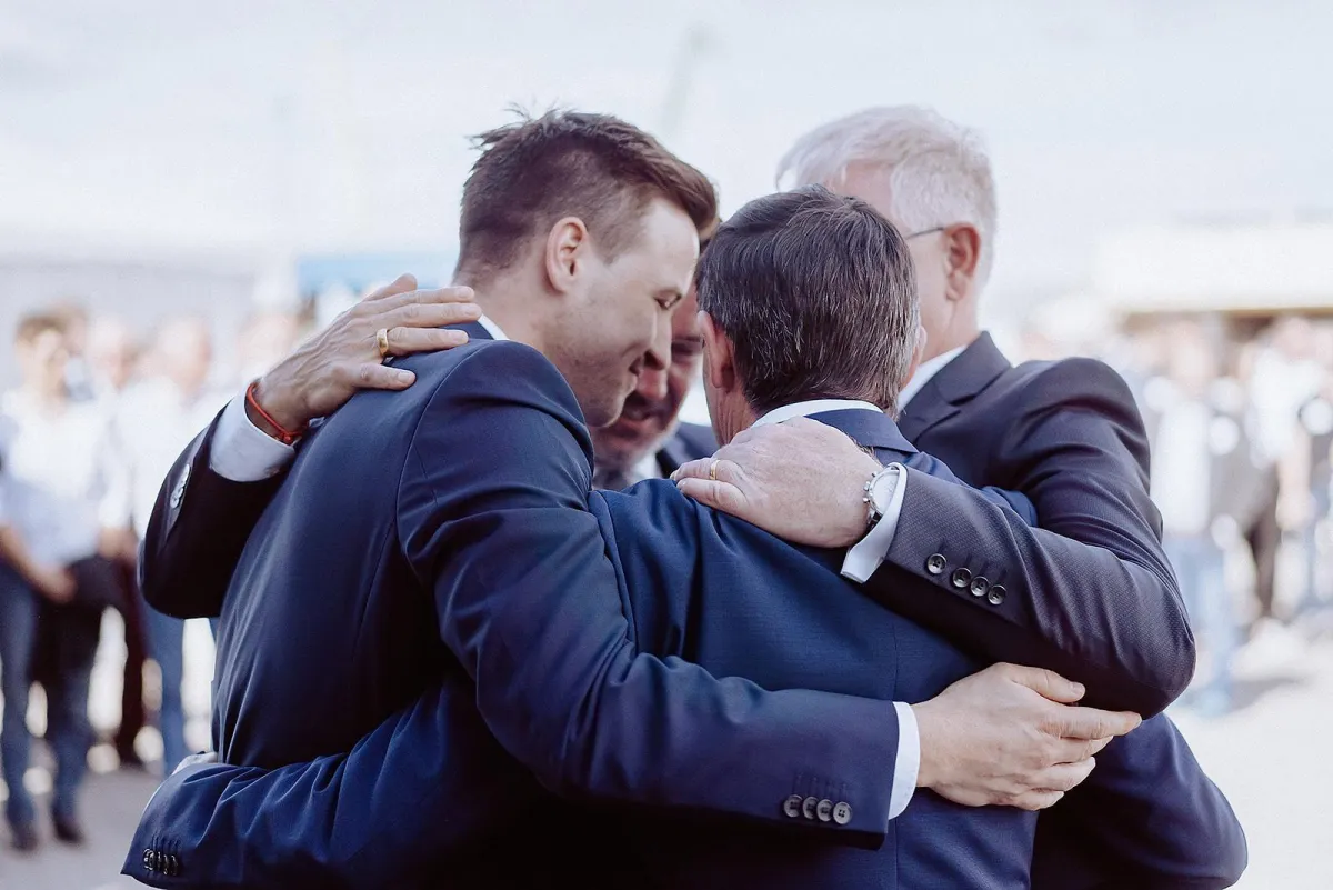 Die Gründer von PackEx und die führenden Köpfe der August Faller Group.